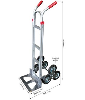 Diable aluminium trois roues monte-escalier 150 kg