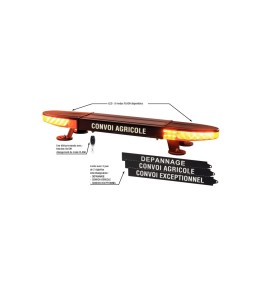 Rampe de signalisation LED 12/24V 100cm magnétique rechargeable 