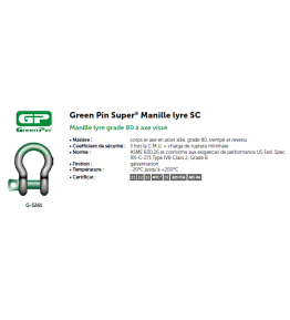 MANILLES lyres et droites Green Pin lecture RFID +8.5 tonnes