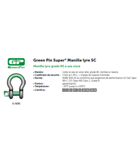 MANILLES lyres et droites Green Pin lecture RFID +8.5 tonnes